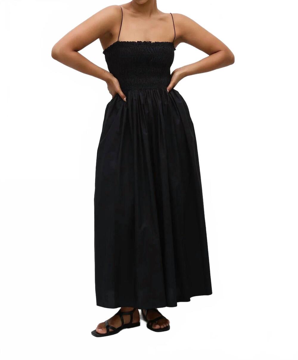 NEW MATTEAU shirred bodice dress in black